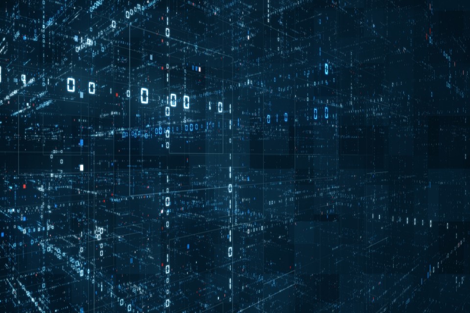 Image of abstract void with numbers to represent data.