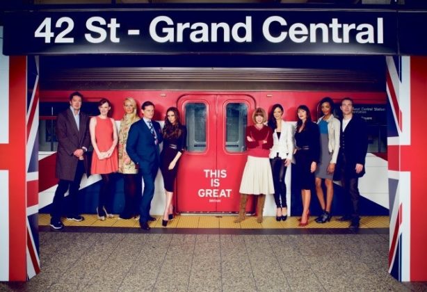 A New York underground stop decorated with the GREAT Britain branding.