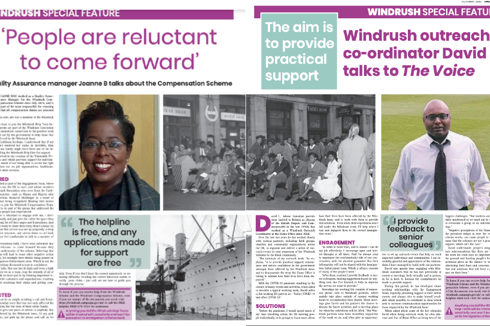 Newspaper article reporting on the Windrush scandal.