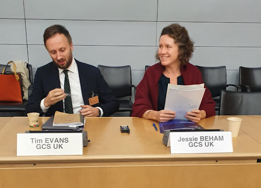 Tim Evans seated on the left next to Jessie Beham seated on the right - both from the GCS Global Academy 