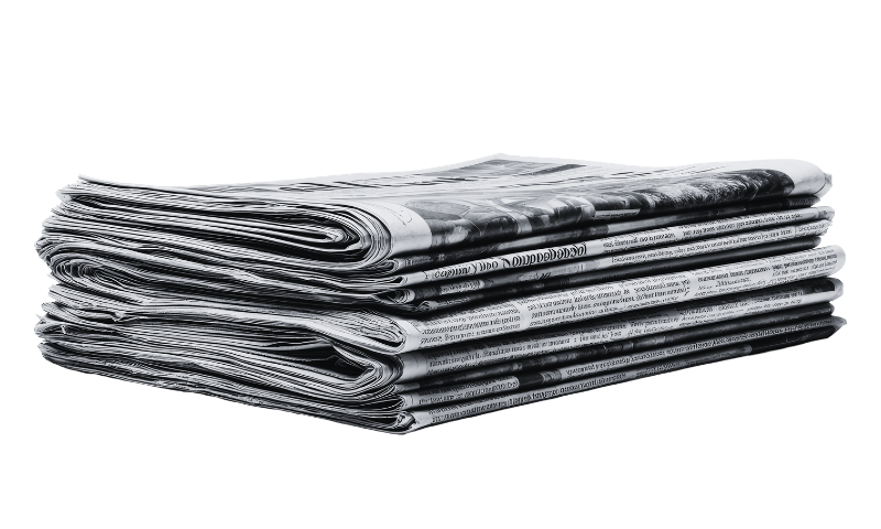 A stack of newspapers.