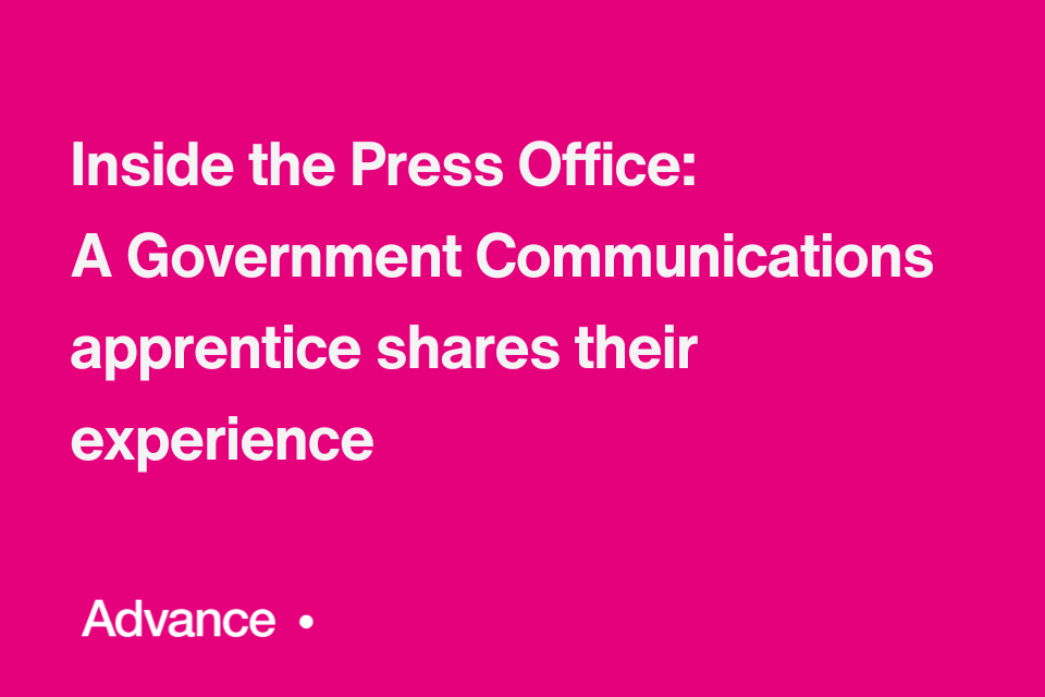 A vibrant pink background and in the the bottom left is the word ‘Advance’ followed by a small circle. Bold white text in the centre reads: 